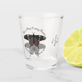 Vaso De Chupito Monograma de sombra de mariposa Rosa Crimson