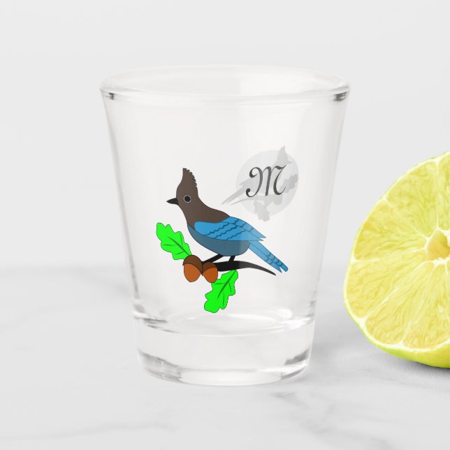 Vaso De Chupito Monograma de Steller Blue Jay (Anverso)