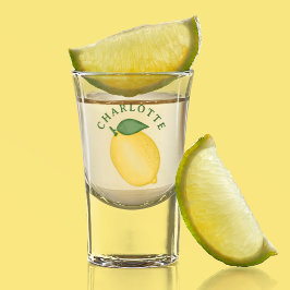Vaso De Chupito Monograma de verano amarillo limón cítrico