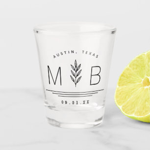 Vaso De Chupito Monograma del Boda del stem botánico