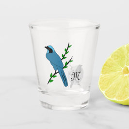 Vaso De Chupito Monograma del bonito Turquoise Jay Bird