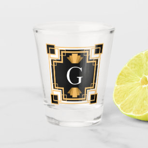 Vaso De Chupito monograma del estilo del vintage del art déco de