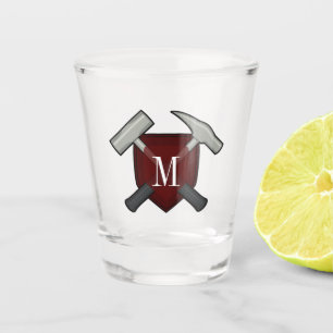 Vaso De Chupito Monograma del geólogo con martillo de rock
