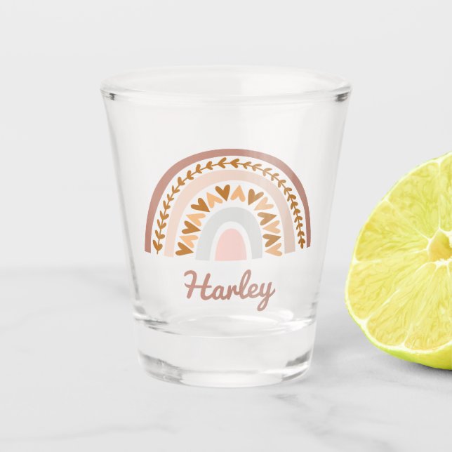 Vaso De Chupito Monograma del nombre personalizado del arcoiris de (Anverso)