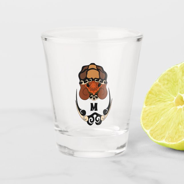 Vaso De Chupito Monograma divertido de escalado de tortuga (Anverso)