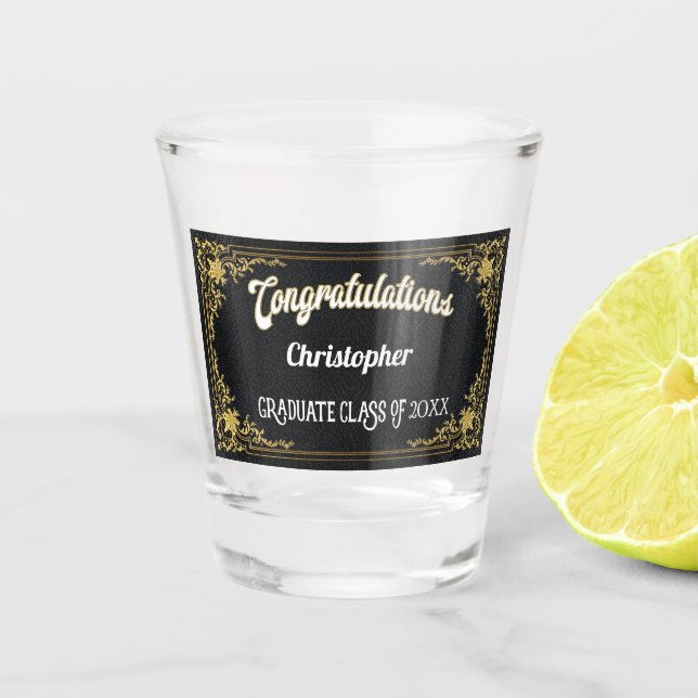 Vaso De Chupito Monograma elegante de la graduación del oro del (Anverso)