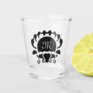 Vaso De Chupito Monograma elegante de silueta de conchas abiertas