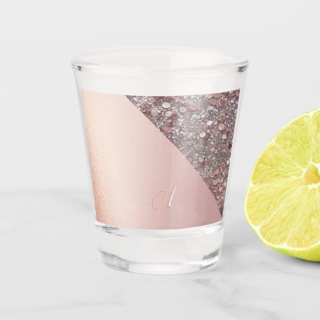 Vaso De Chupito Monograma Elegante en Oro Rosa (Anverso)