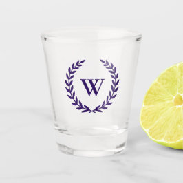 Vaso De Chupito Monograma Elegante Navy Blue Laurel Wreath Classic