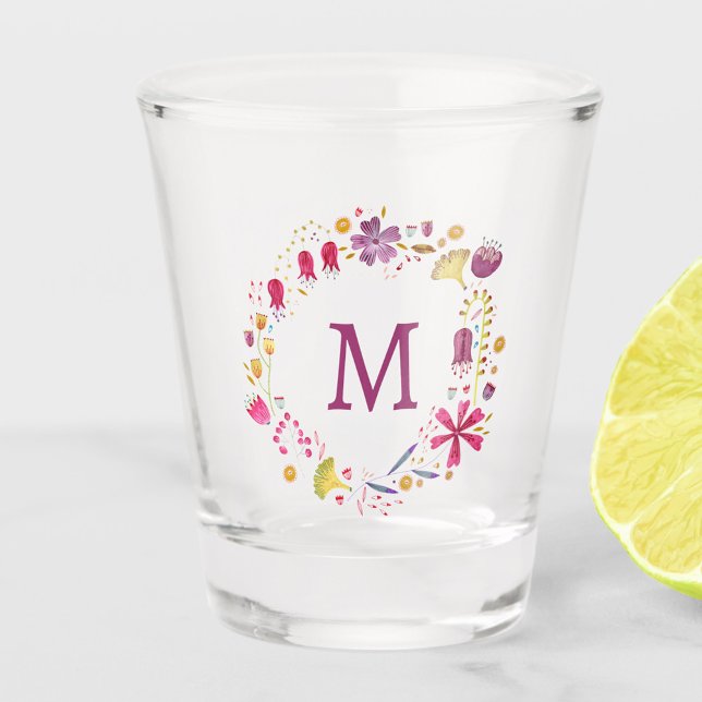Vaso De Chupito Monograma floral inicial (Subido por el creador)