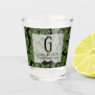 Vaso De Chupito Monograma Hoja verde Boda del RING Tropical RING B