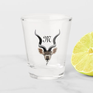 Vaso De Chupito Monograma ilustrado de cabeza del Gran Kudu