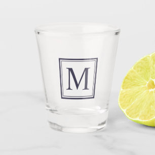 Vaso De Chupito Monograma inicial personalizado de Eclipse Blue Sq