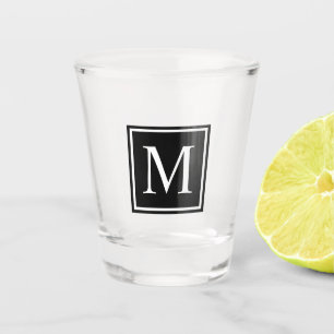 Vaso De Chupito Monograma inicial personalizado de la plaza blanca