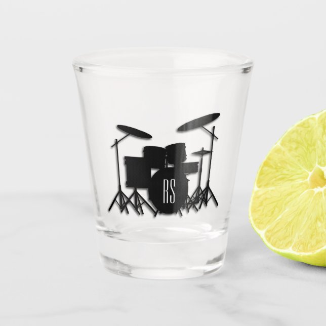 Vaso De Chupito Monograma juego de tambor plateado (Anverso)