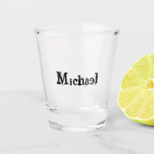 Vaso De Chupito Monograma minimalista moderno con nombre gris negr