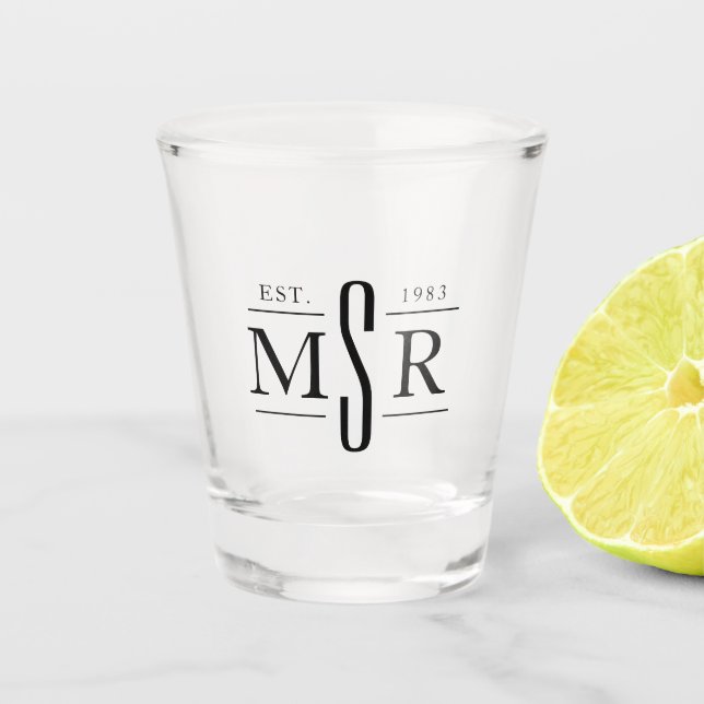 Vaso De Chupito Monograma mínimo moderno de Personalizado personal (Anverso)