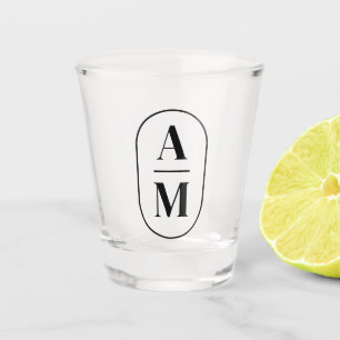 Vaso De Chupito Monograma moderno de píldora mínima - negro