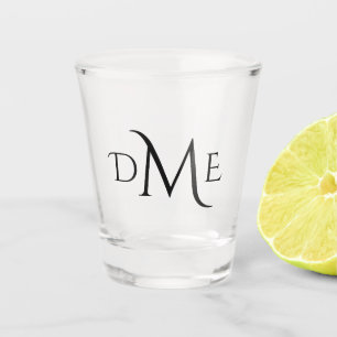 Vaso De Chupito Monograma moderno del negro del texto