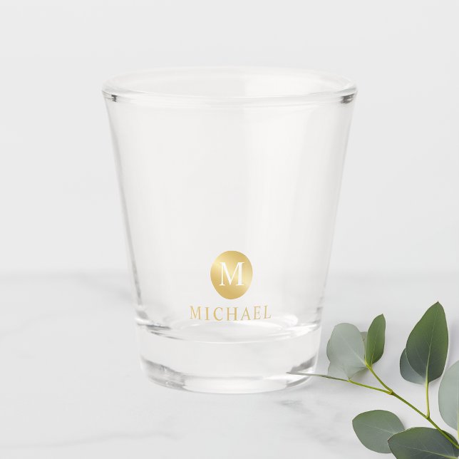 Vaso De Chupito Monograma personalizado de lujo blanco y oro (Subido por el creador)