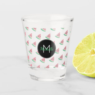 Vaso De Chupito Monograma personalizado de sandía acuarela