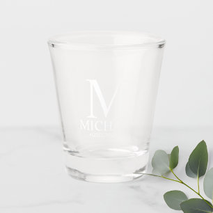 Vaso De Chupito Monograma personalizado moderno y Groomsman de nom