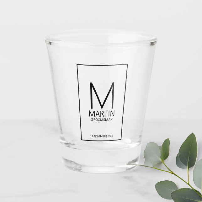 Vaso De Chupito Monograma personalizado moderno y Groomsmen de nom (Subido por el creador)