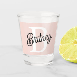 Vaso De Chupito Monograma personalizado moderno y nombre Pastel ro