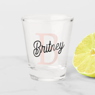 Vaso De Chupito Monograma personalizado moderno y nombre Pastel ro