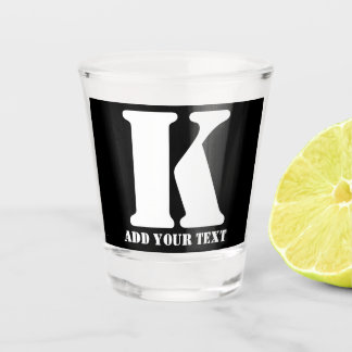 Vaso De Chupito Monograma Personalizado Negro Texto Moderno Person