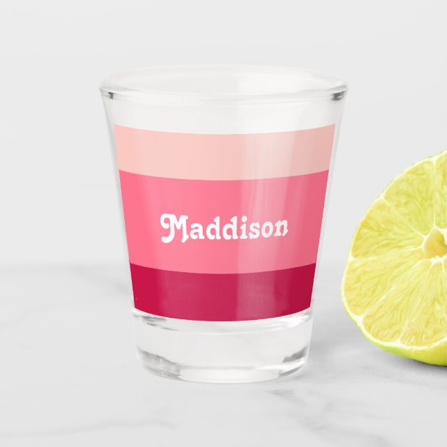 Vaso De Chupito Monograma personalizado, tipografía retro rosa bri (Anverso)