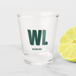 Vaso De Chupito Monograma personalizado verde esmeralda minimalist