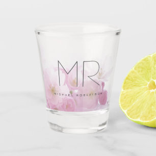 Vaso De Chupito Monograma profesional personalizado Floral mínima