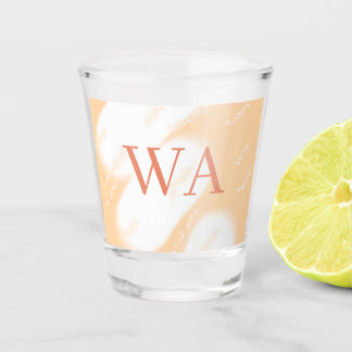 Vaso De Chupito Monograma retro blanco naranja melocotón pastel no