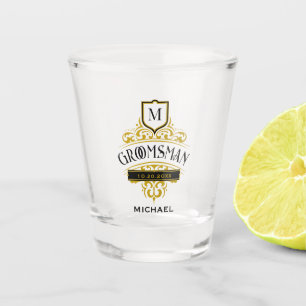 Vaso De Chupito Monograma victoriano vintage Elegante Groomsmen