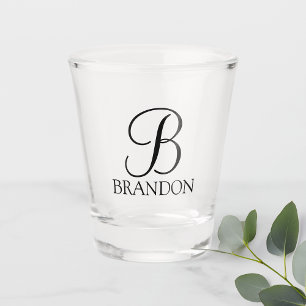 Vaso De Chupito Monograma y nombre de guión personalizado clásic