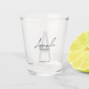Vaso De Chupito Monograma y nombre de la moderna dama de honor per