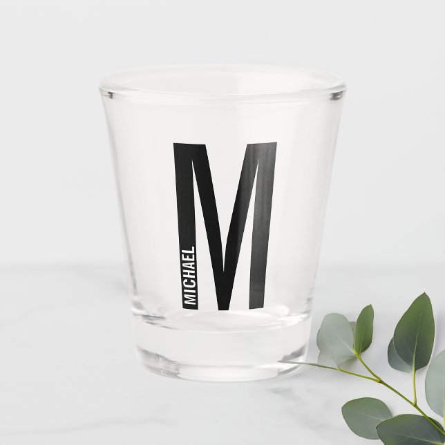 Vaso De Chupito Monograma y nombre negrita personalizado moderno (Subido por el creador)