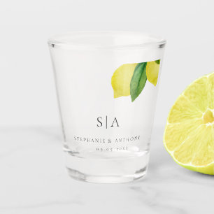 Vaso De Chupito Monogramas Boda de ecología de rama de cítricos li