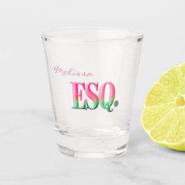Vaso De Chupito Monogrammed ESQ. Ombre Pink & Green Shot Glass