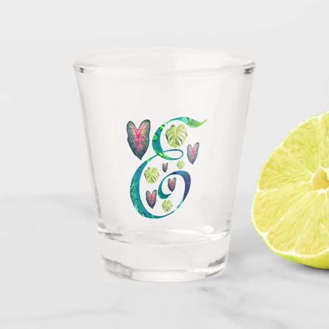 Vaso De Chupito Monstera Alphabet "E" (Anverso)