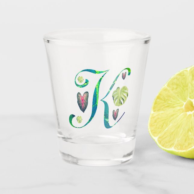 Vaso De Chupito Monstera Alphabet "K" (Anverso)