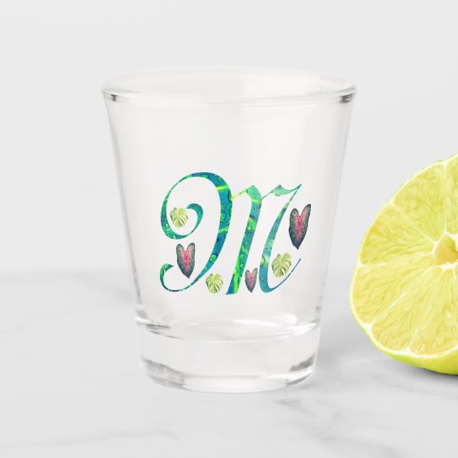Vaso De Chupito Monstera Alphabet "M" (Anverso)