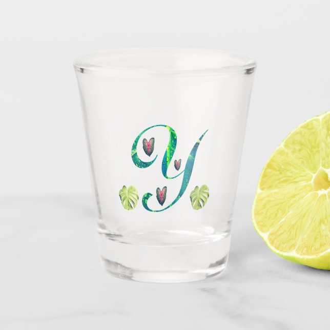 Vaso De Chupito Monstera Alphabet "Y" (Anverso)