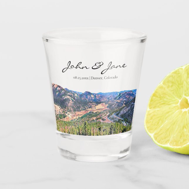 Vaso De Chupito Montaña rocosa personalizada (Anverso)