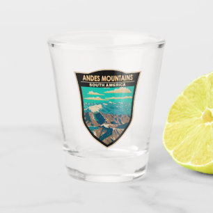 Vaso De Chupito Montañas Andes Sudamérica Viaje Arte Vintage