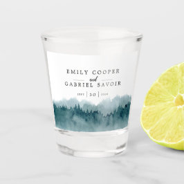 Vaso De Chupito Montañas Selva acuarela Boda Memento