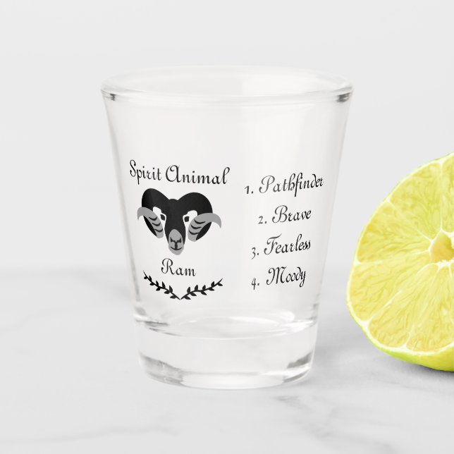 Vaso De Chupito Moody Tribal Aries Tótem Spirit Animal (Anverso)