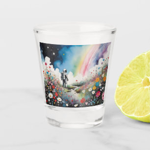 Vaso De Chupito Moonman Astronauta En Un Planeta Floral Con Arcoir