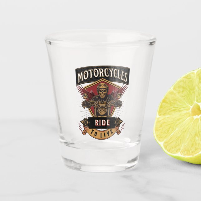 Vaso De Chupito Motocicletas Skull Ride Para Vivir (Anverso)